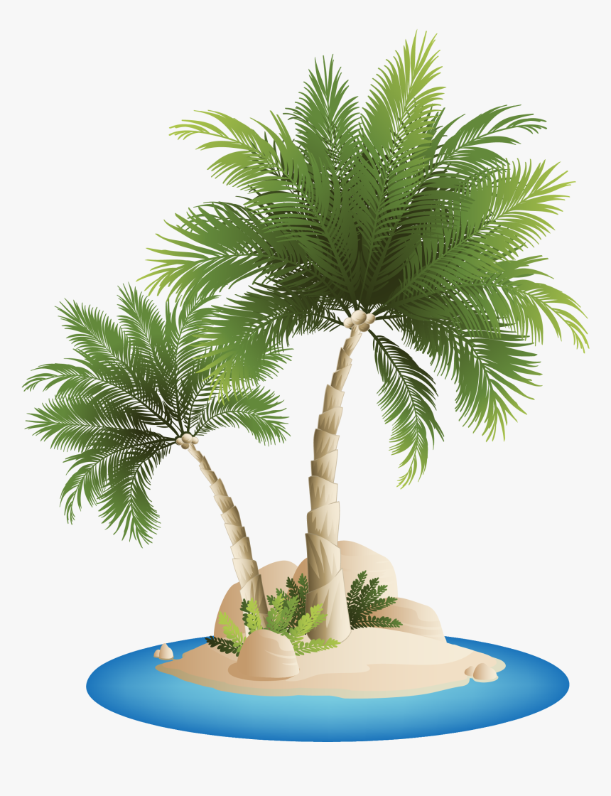 Palm Islands Clip Art Island Coconut Coco - Beach Coconut Tree Png, Transparent Png, Free Download