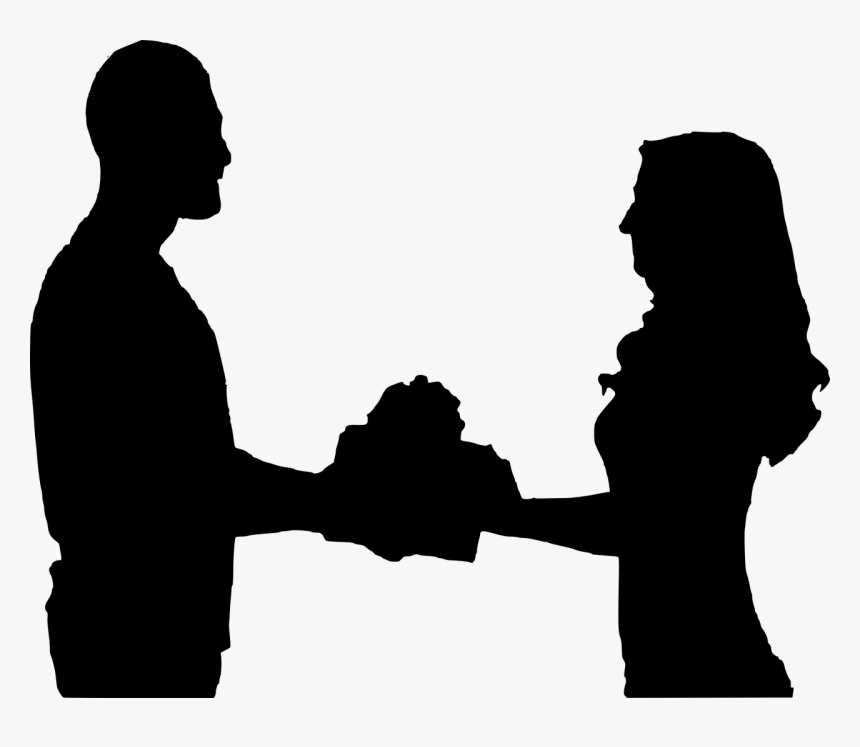 Silhouette Couple Valentine"s Free Picture - Giving Gift Silhouette, HD Png Download, Free Download