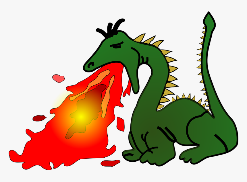 Artwork,dragon,fictional Character - Cartoon Dragon Breathing Fire, HD Png Download, Free Download