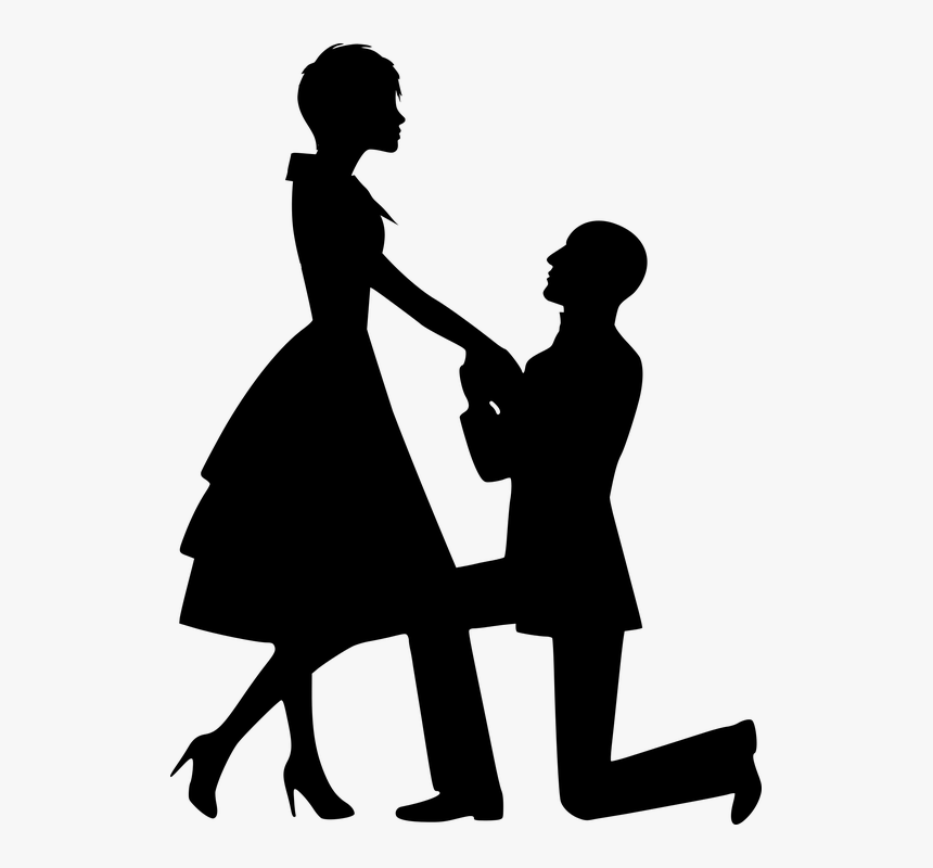Silhouette, Lovers, Couple, Love, Proposal, Engagement - Proposing Couple, HD Png Download, Free Download