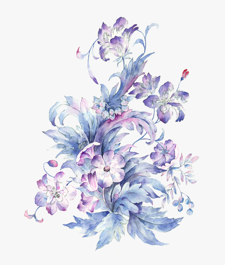 Flower Watercolor Small Fresh Painting Drawing Hand-painted - Purple Floral Watercolor Background Free, HD Png Download, Free Download