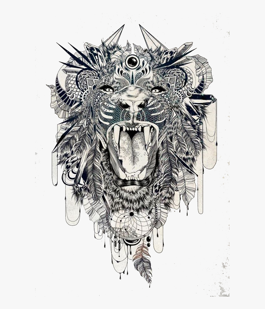 Transparent Angry Lion Png - Native American Tattoo Design, Png Download, Free Download