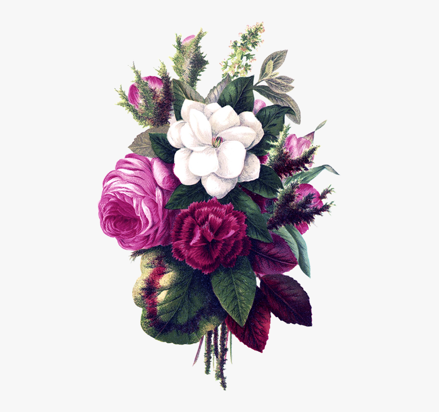 Flower Bouquet Pink Flowers - Vintage Flowers Png Purple, Transparent Png, Free Download