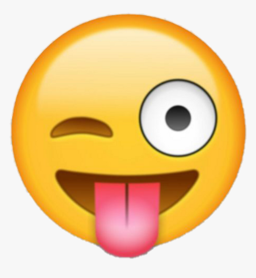 #crazy #face #cute #emoji ^^ - Tongue Out Emoji, HD Png Download, Free Download