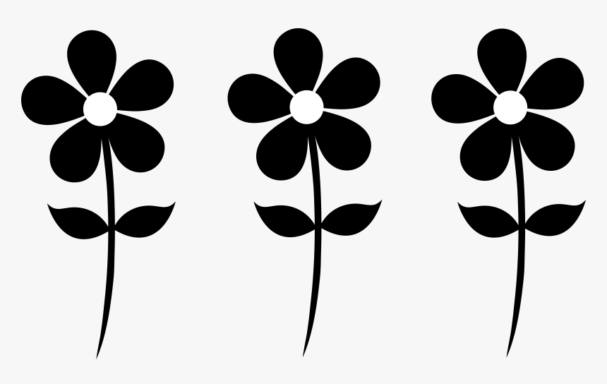 Black Silhouette Daisies - Flower Clip Art Transparent Background, HD Png Download, Free Download