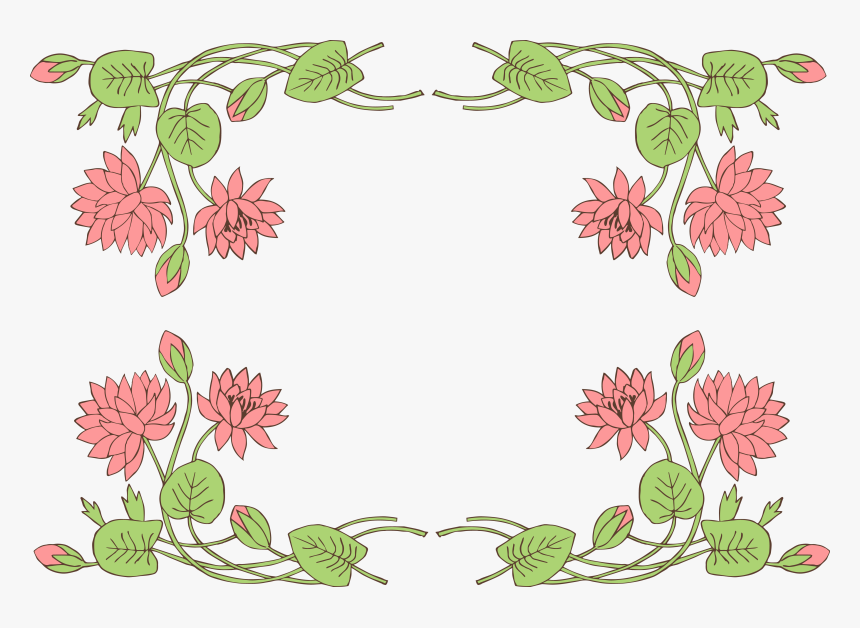 Lily Pad Lotus Flower Borderclip Art Image - Lotus Flower Frame Png, Transparent Png, Free Download