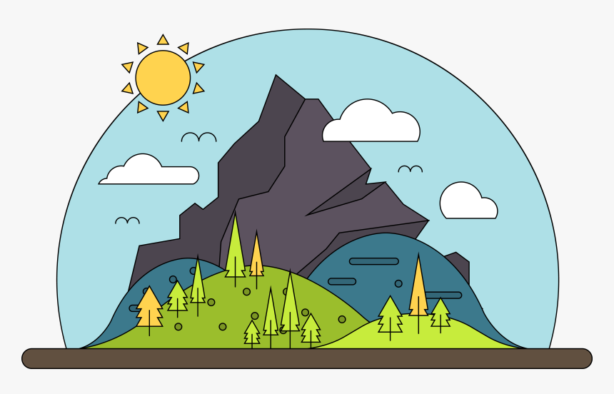 Mountain Vector Cartoon Landscape Free Transparent - Vector Mountain Art Png, Png Download, Free Download