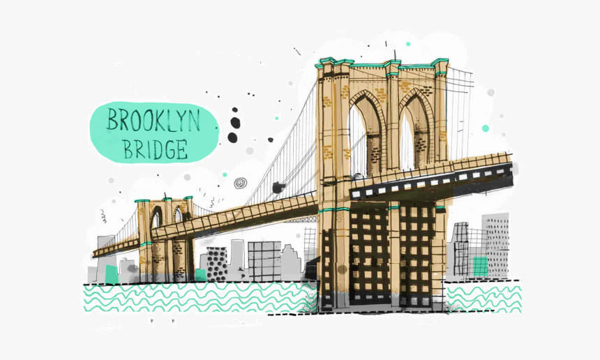 Brooklyn Bridge New York Cartoon, HD Png Download, Free Download