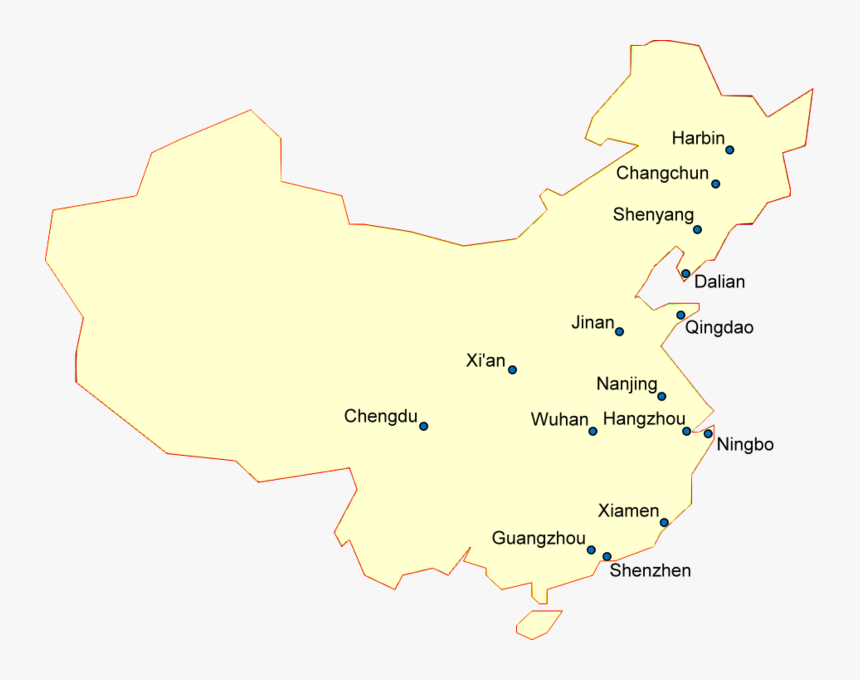 China Sub-provincial Cities - China Map With Key Cities Transparent, HD Png Download, Free Download