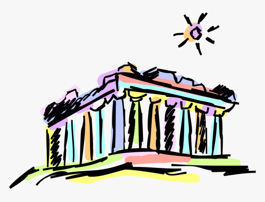 Vector Illustration Of Classical Greece Greek Temple - Png Cartoon Acropolis Png, Transparent Png, Free Download