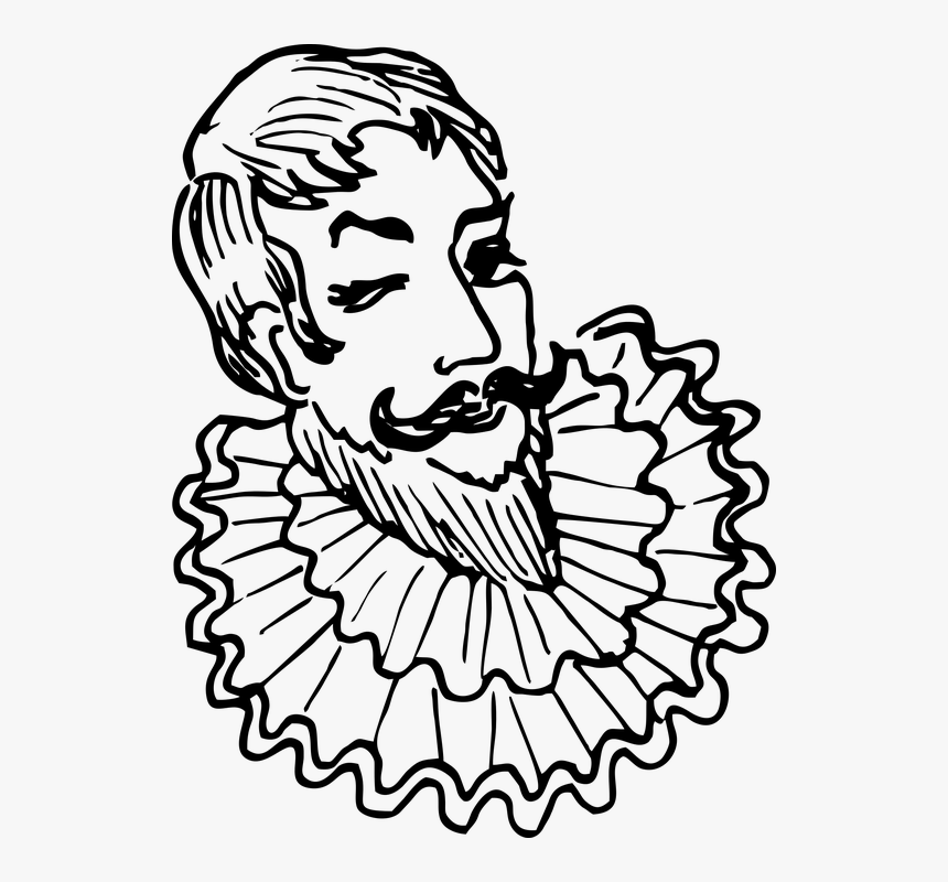 Merchant, Collar, Ruff, Tudor Ruff, Shakespeare, Man - Merchant Black And White Clipart, HD Png Download, Free Download