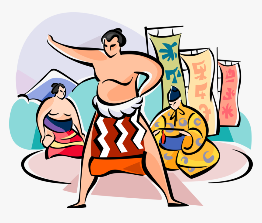 Vector Illustration Of Japanese Sumo Wrestler Wrestles - Sumo Wrestler Vector, HD Png Download, Free Download