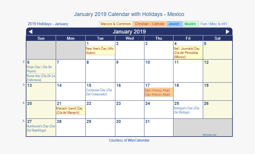 January 2019 Calendar With Mexican Holidays To Print - Holiday September 2019 Calendar, HD Png Download, Free Download