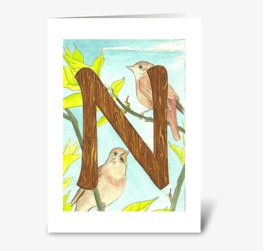 N For Nightingale Greeting Card - House Sparrow, HD Png Download, Free Download