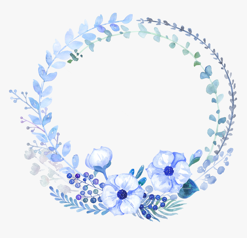 Clip Art Floral Azul Png - Blue Flower Wreath Png, Transparent Png, Free Download