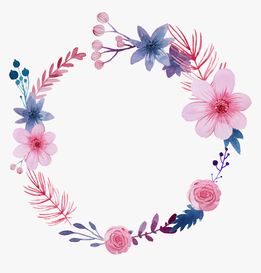 Este Fondos Es Hermosa Acuarela Corona De Flores Pintado - Round Border Design Flowers, HD Png Download, Free Download