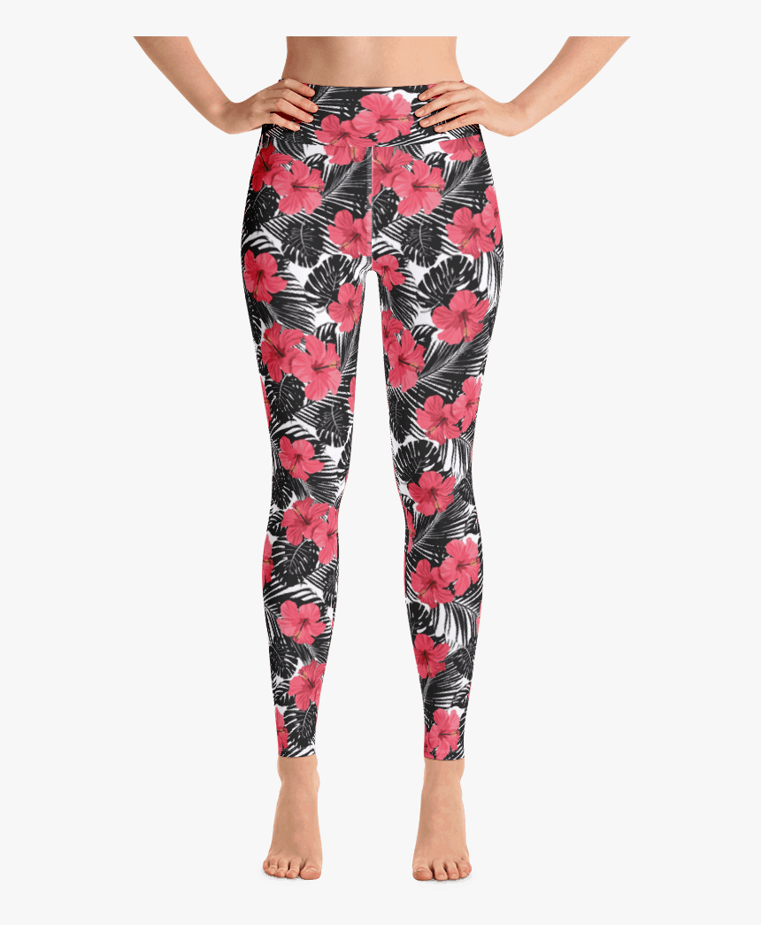 North Halsey-coral Flowers Yoga Leggings - Leggings, HD Png Download, Free Download