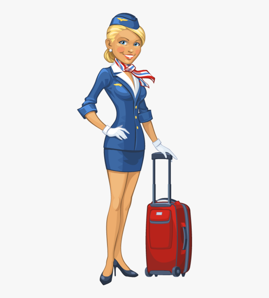 Air Hostess Clipart Png , Transparent Cartoons - Cartoon Clipart Flight Attendant, Png Download, Free Download