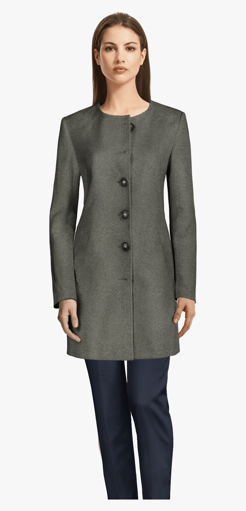 Abrigo De Mujer Cuello Alto Azul - Coat, HD Png Download, Free Download