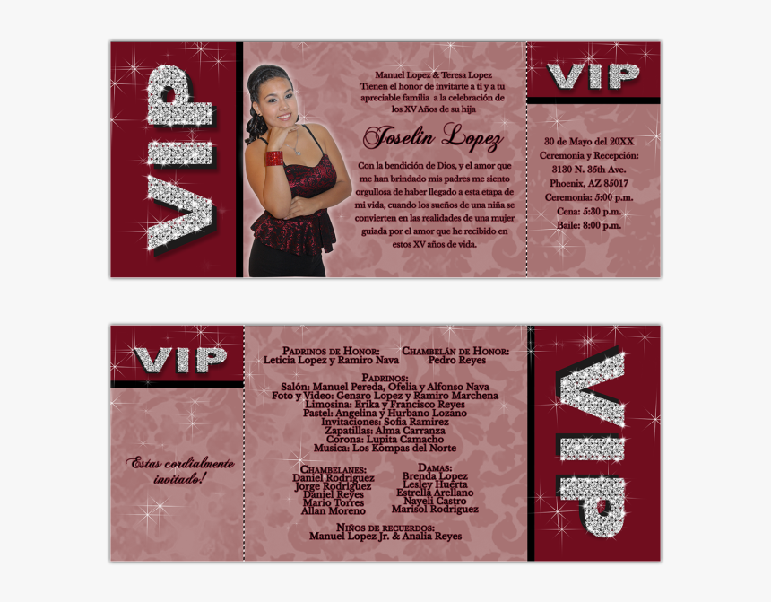 Quinceanera Vip Ticket Invitations, HD Png Download, Free Download