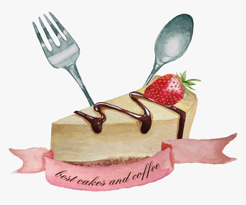 Clip Art Cake And Spoon - Watercolor Ribbons, HD Png Download, Free Download