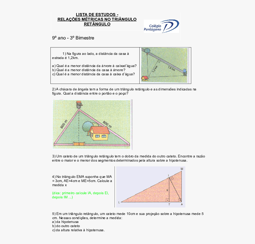 Exercícios Sobre Relações Métricas No Triângulo Retângulo, HD Png Download, Free Download