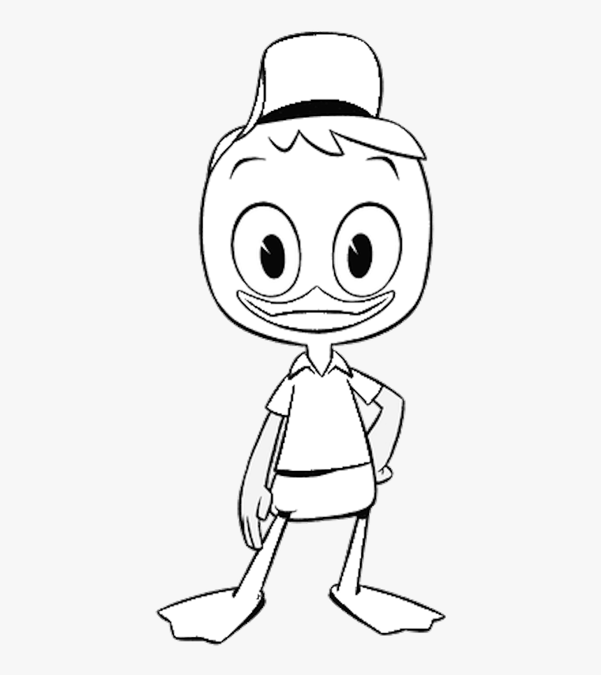 Huey Ducktales Coloring Page - Cartoon, HD Png Download, Free Download