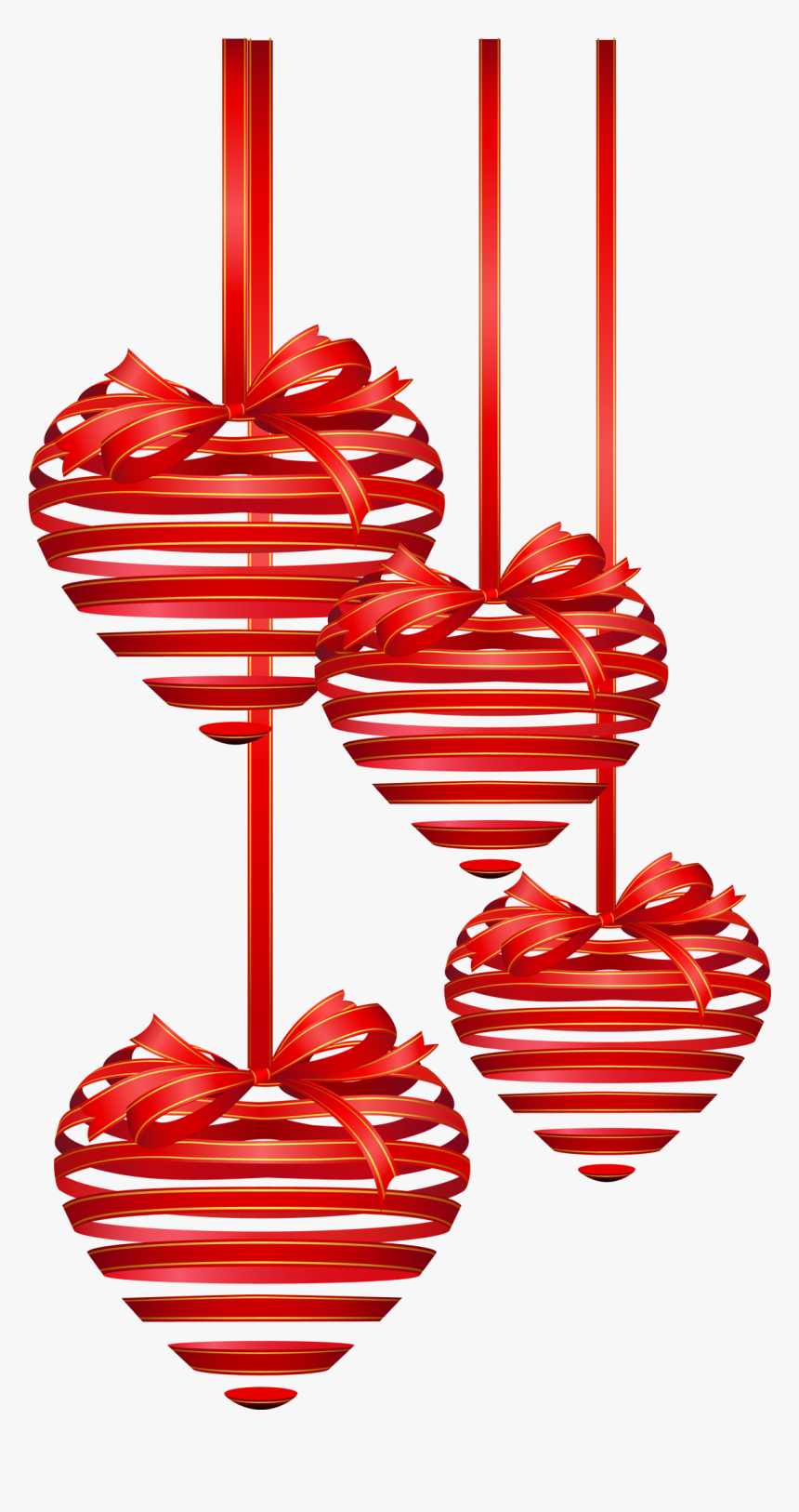 Clipart Hearts Christmas - Heart Ornaments Clipart, HD Png Download, Free Download