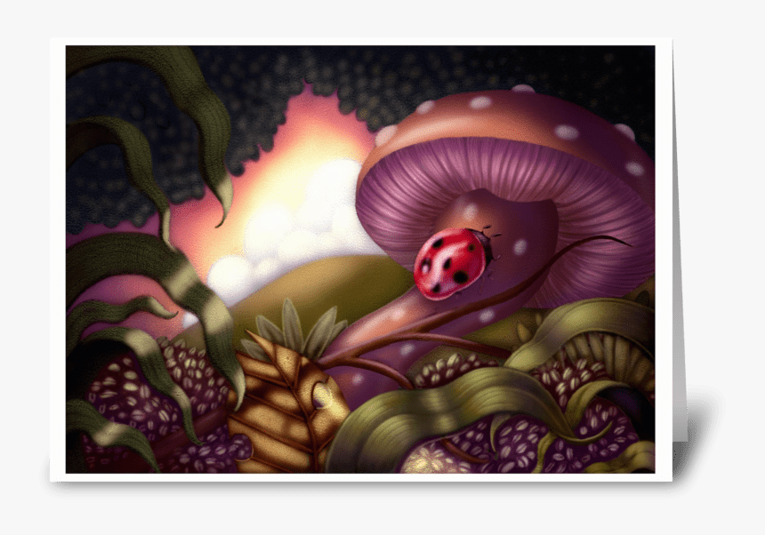 Lady Bug On Mushroom Greeting Card - Turkey, HD Png Download, Free Download