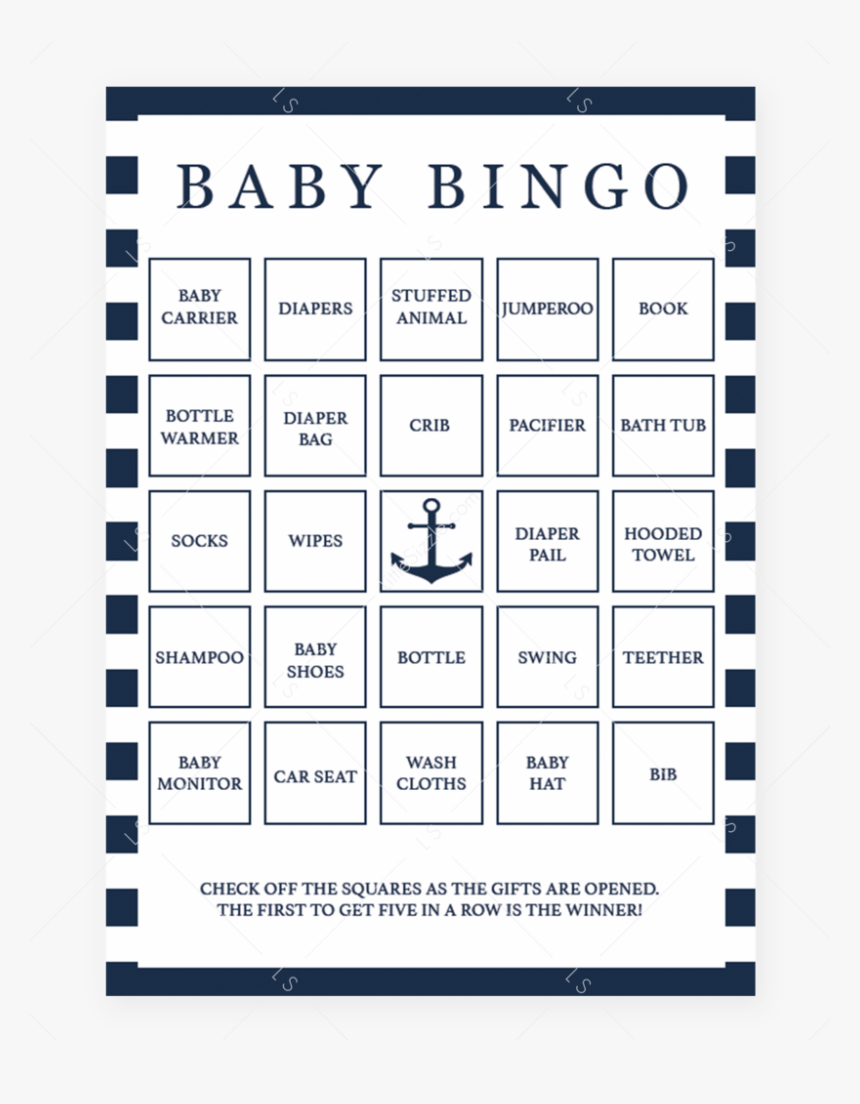 Nautical Printable Baby Bingo Cards By Littlesizzle - Circus Party Thank You, HD Png Download, Free Download