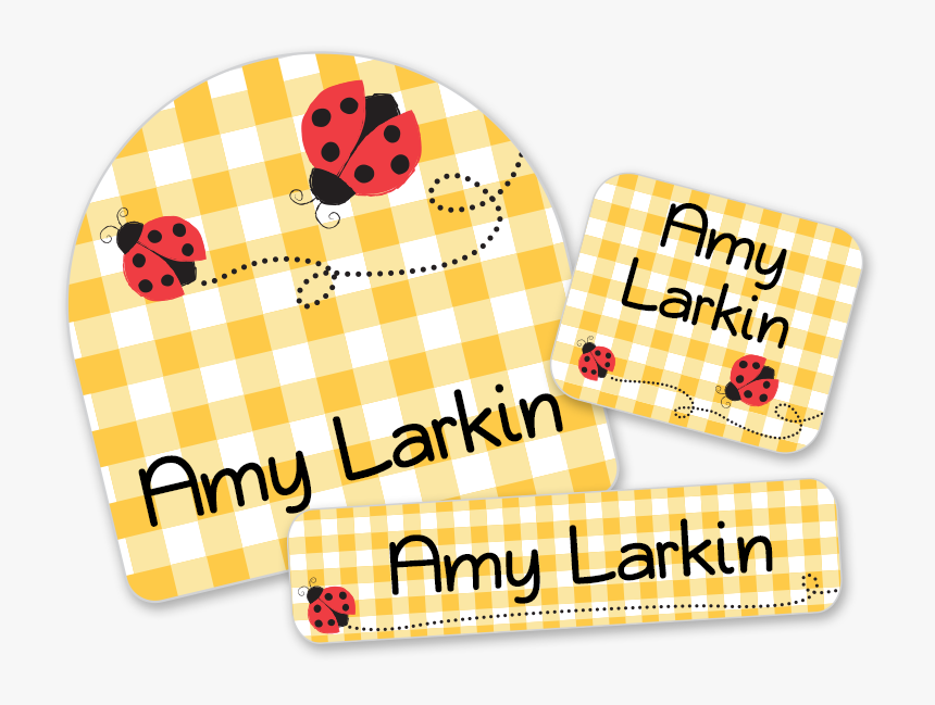 Ladybug Labels On Gingham For School, HD Png Download, Free Download