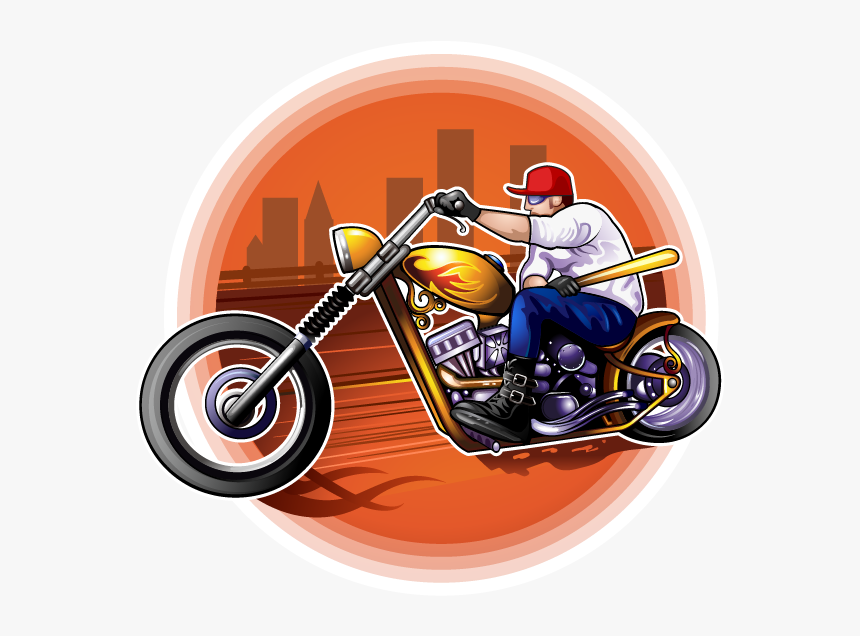 Cartoon Motorcycle Baseball Vector Man Riding A - Bobber Motorcycle Rider Cartoon, HD Png Download, Free Download