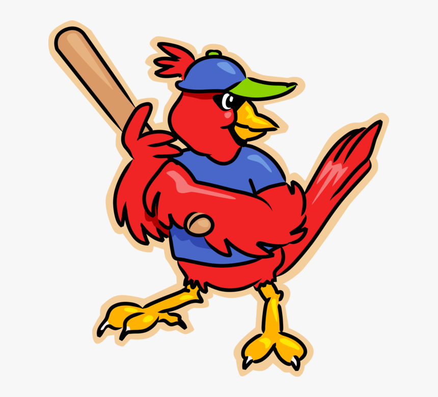 Vector Illustration Of Red Cardinal Bird Plays Baseball - Cardinal With Bat Clipart, HD Png Download, Free Download