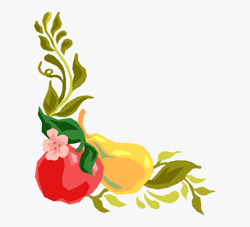 Vector Illustration Of Apple And Pear Fruit And Vine - Border Fruit Vector Png, Transparent Png, Free Download