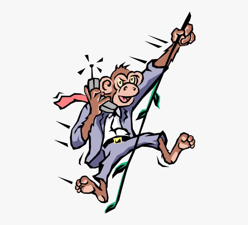 Vector Illustration Of Primate Monkey Businessman Swings, HD Png Download, Free Download