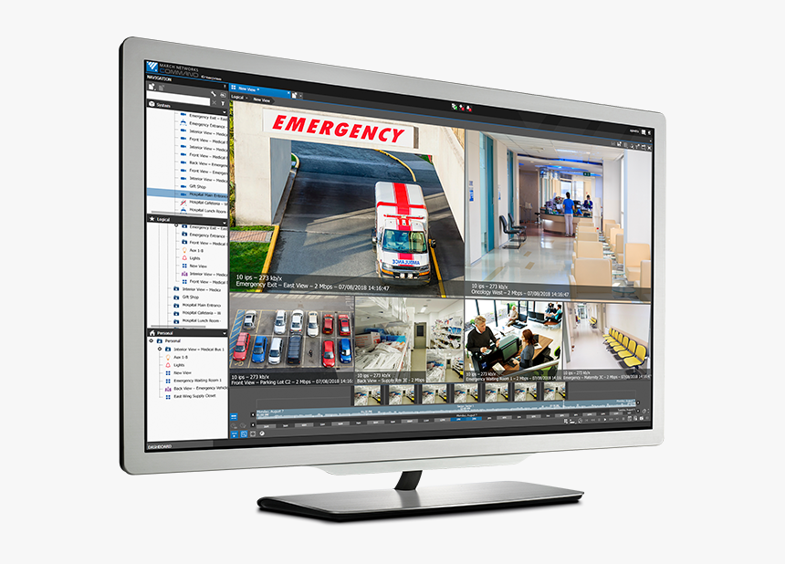 A Computer Monitor Displays Video Surveillance Inside - Lcd Tv, HD Png Download, Free Download