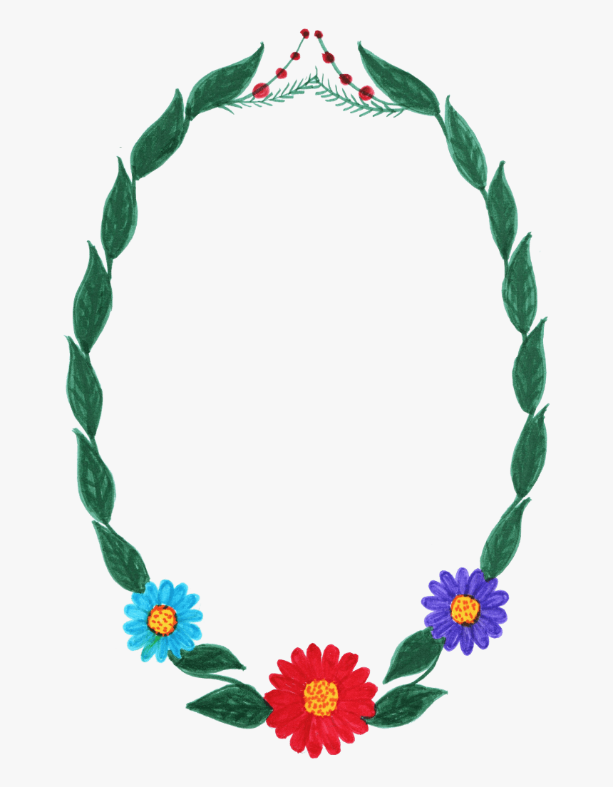 10 Watercolor Oval Frame With Flowers Png Transparent - Png Image Of Flower Circle, Png Download, Free Download