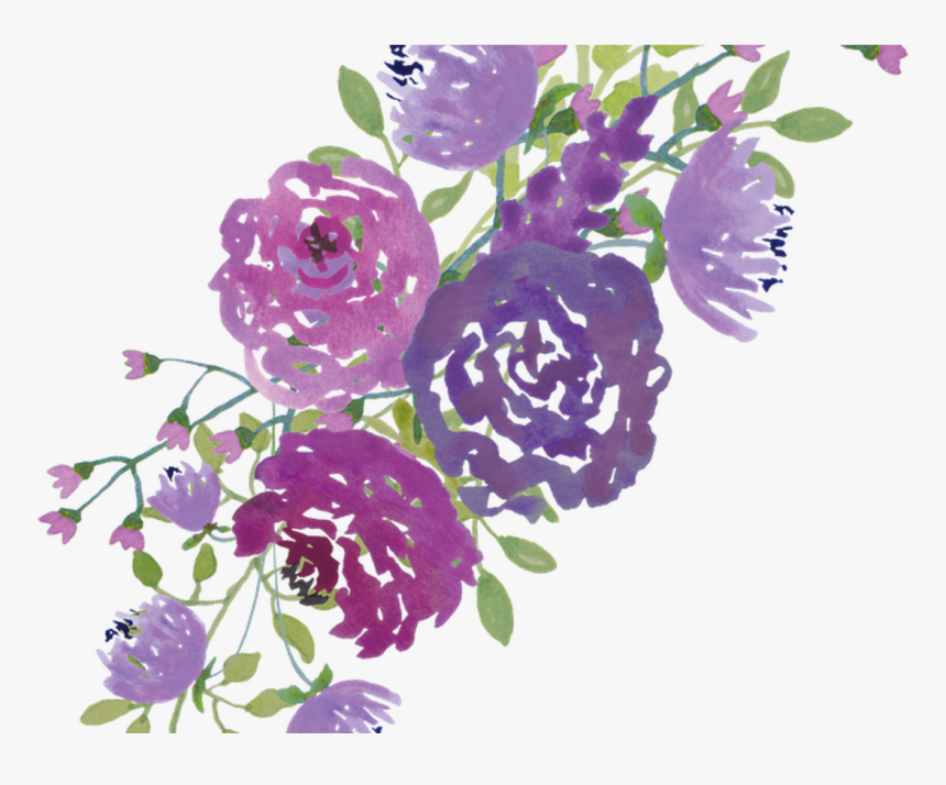 Transparent Bridal Shower Flower Clipart - Watercolor Purple Flowers Clipart, HD Png Download, Free Download