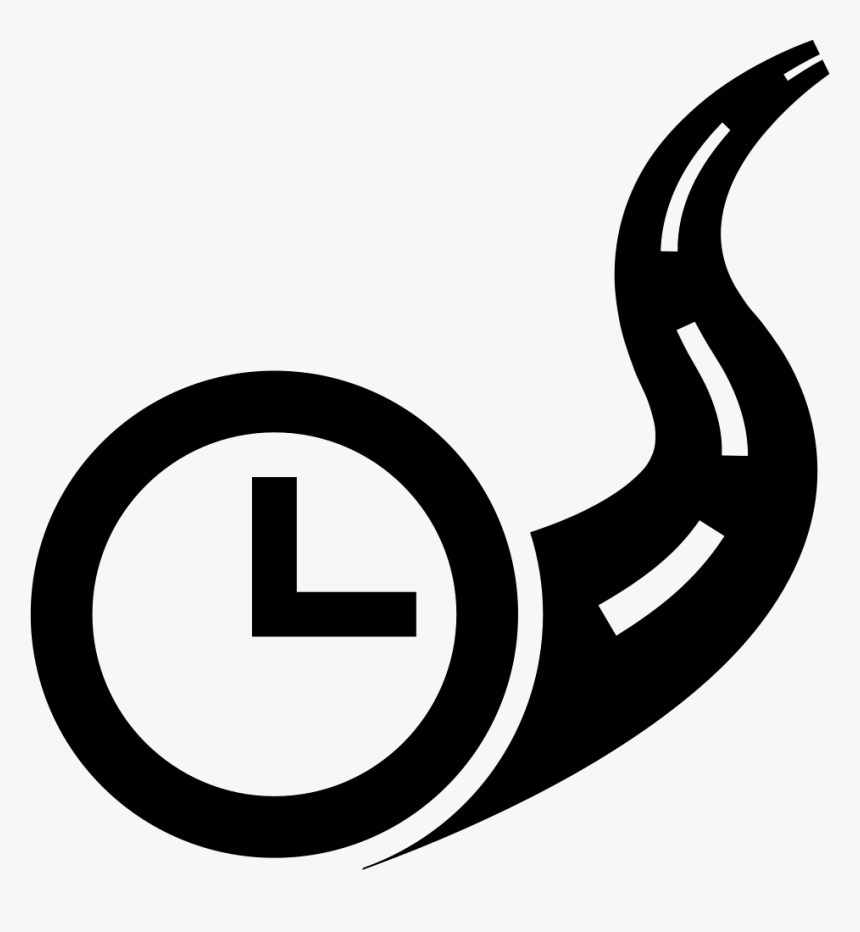 Clock On Road Travel Time Symbol - Travel Time Symbol, HD Png Download, Free Download