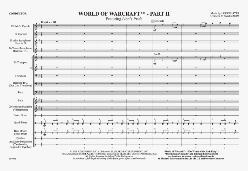 World Of Warcraft Trumpet Sheet Music, HD Png Download, Free Download