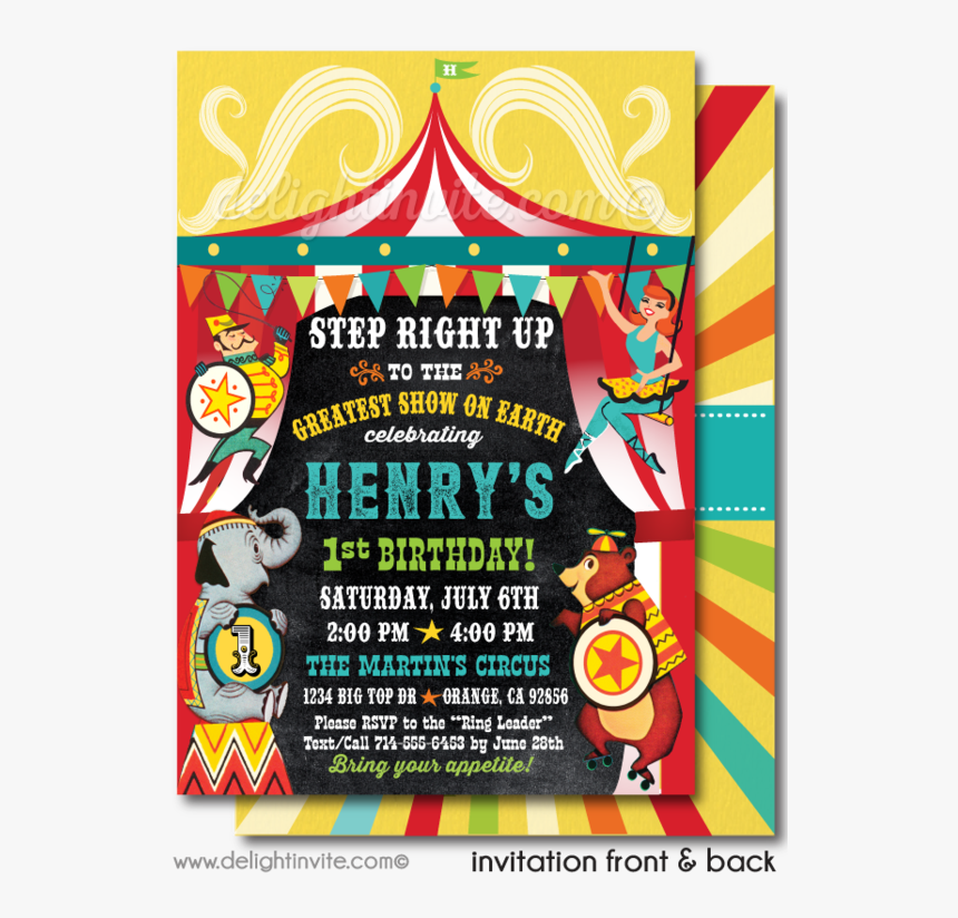 Circus Invitation For 1st Birthday, HD Png Download, Free Download