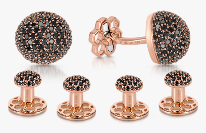 Sphere Tuxedo Studs And Sphere Cufflinks With Black - Black Gold And Diamond Cufflinks, HD Png Download, Free Download