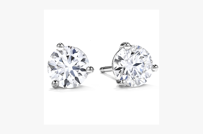 Cropped Diamond Stud Earrings 0 75 Ctw - 3 Claw Diamond Stud Earrings, HD Png Download, Free Download