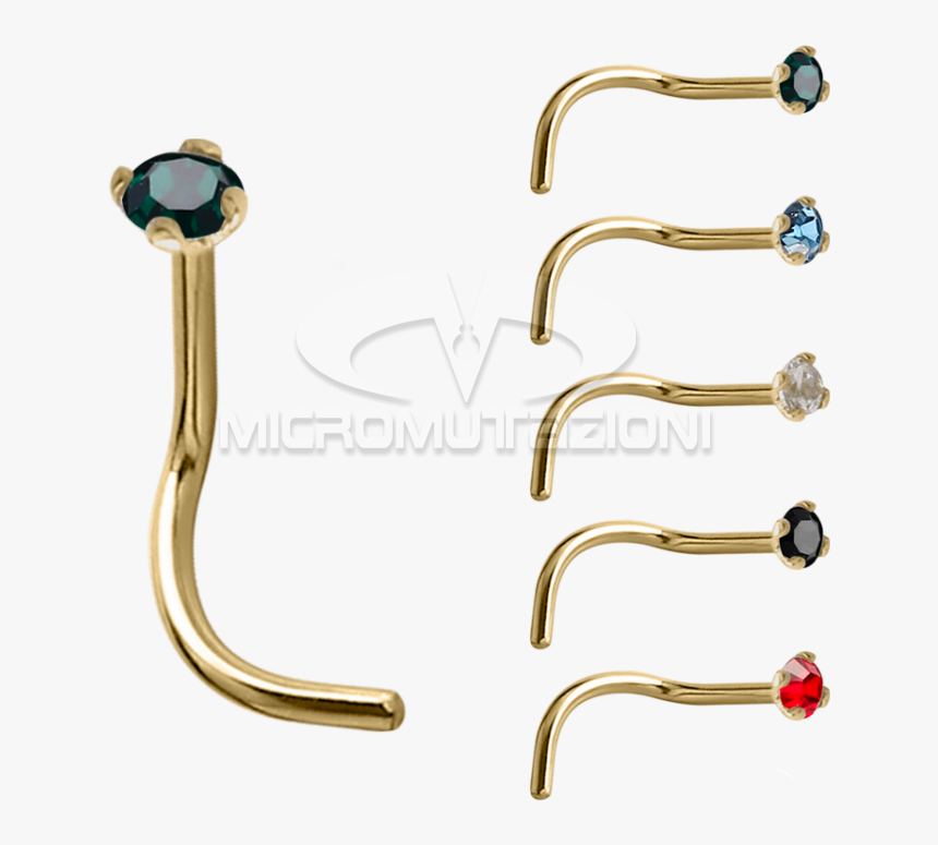 18k Gold Prong Set Jewelled Nose Stud Nose Studs & - Body Jewelry, HD Png Download, Free Download