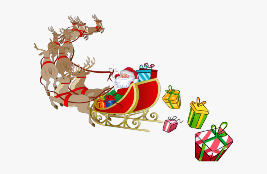 Sleigh Clipart Christmas Sleigh Ride - Santa With Sleigh Png, Transparent Png, Free Download