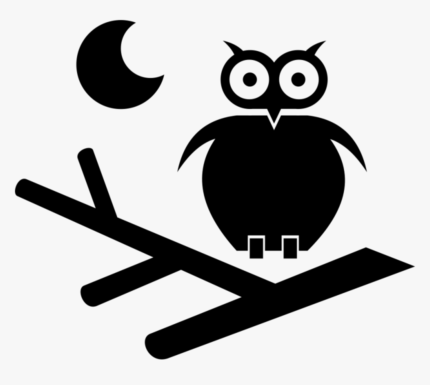 Owl At Night - Eule Mond Clipart Schwarz Weiß, HD Png Download, Free Download