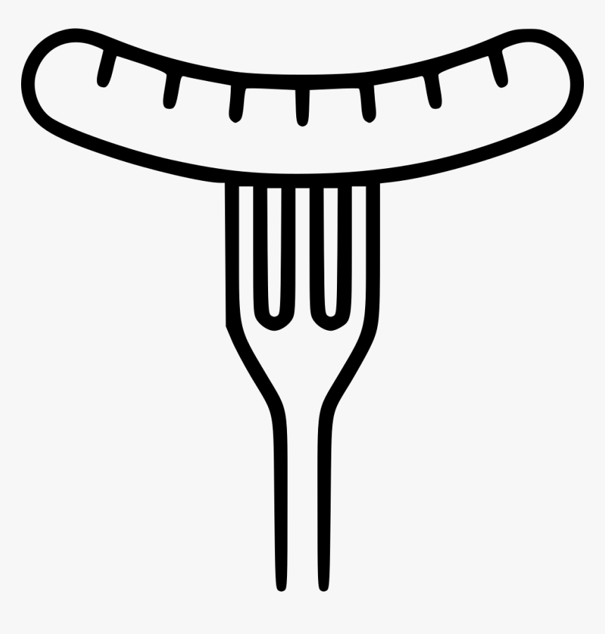 Sausage Fork - Smiling Black And White, HD Png Download, Free Download