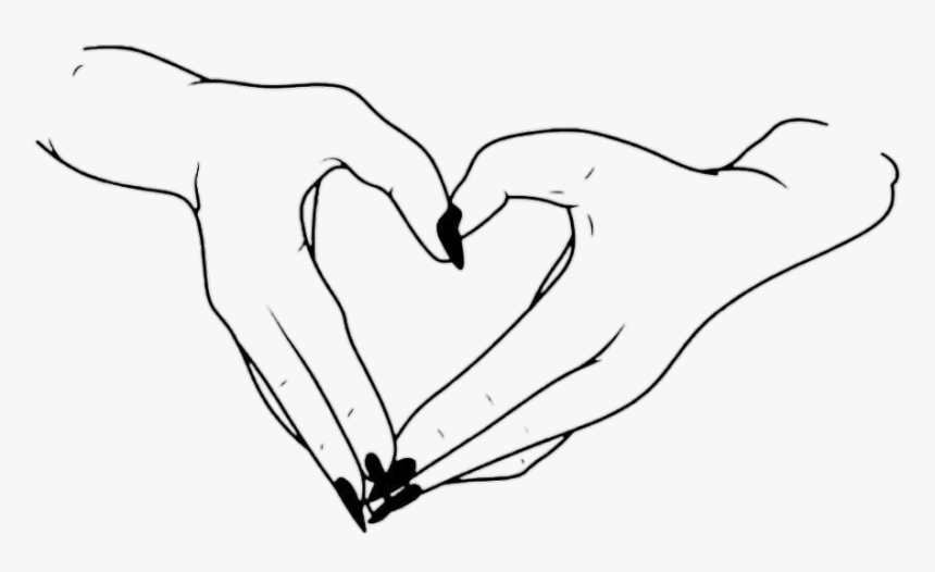 #blackandwhite #hands #heart #love #lineart - Love Lineart, HD Png Download, Free Download