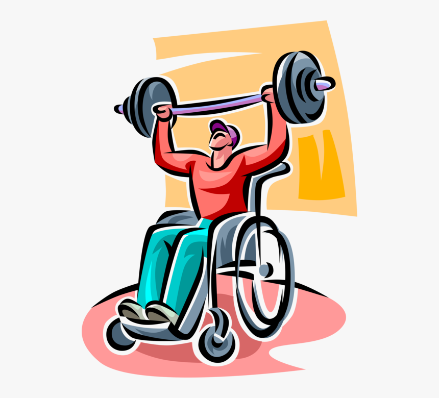 Vector Illustration Of Handicapped Or Disabled Weightlifter - Wheelchair Weightlifting, HD Png Download, Free Download