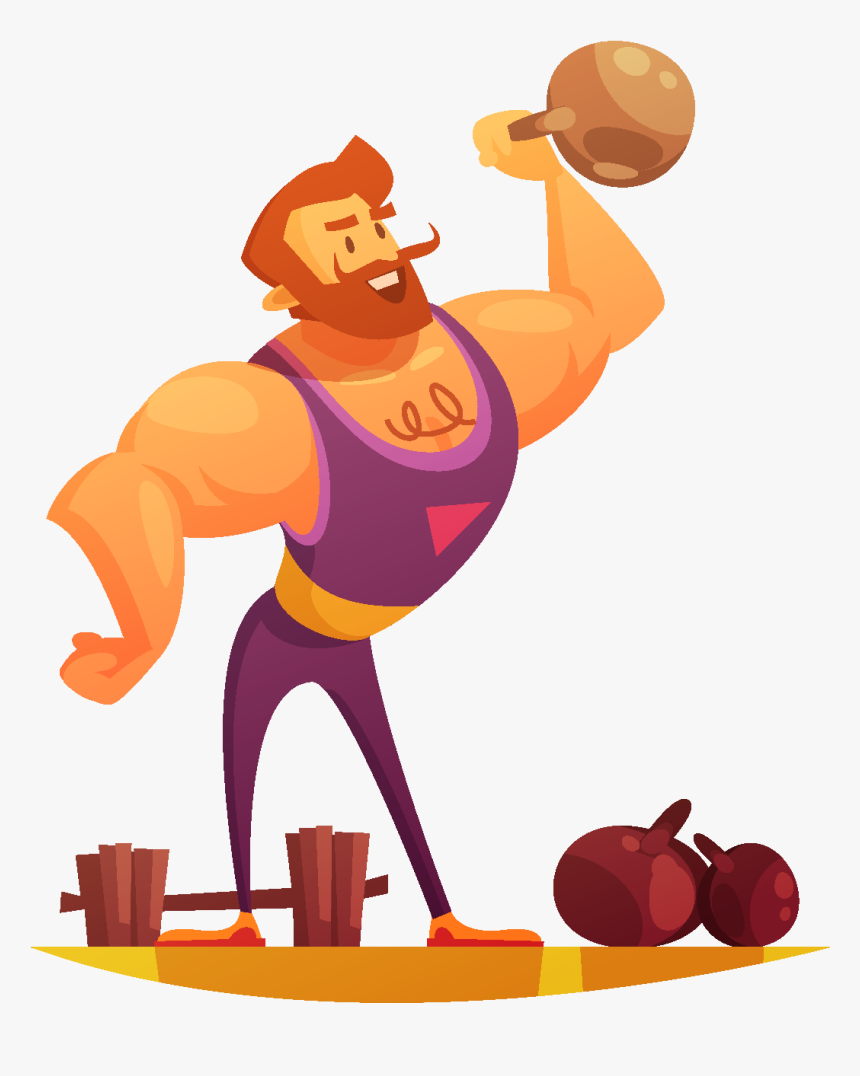 Hand Drawn Strong Man Weightlifting Elements - Circus Strong Man Cartoon, HD Png Download, Free Download